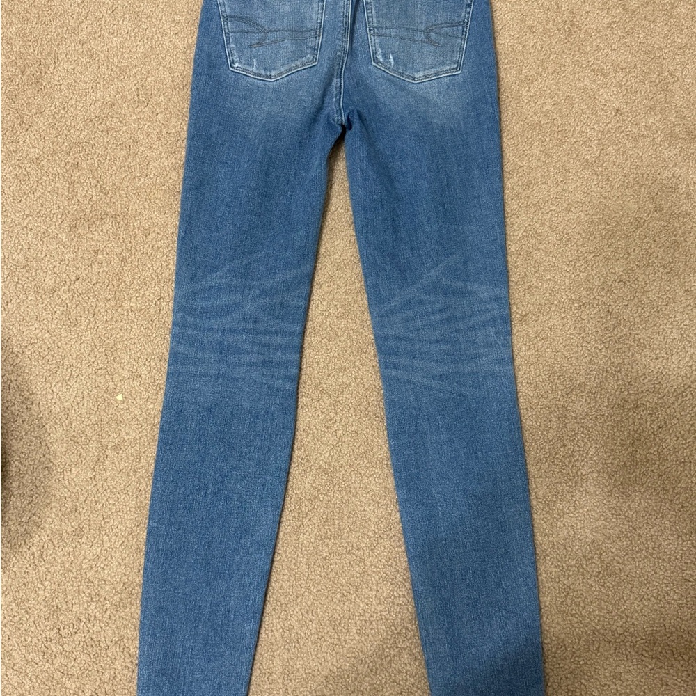 American Eagle Outfitters Blue Distressed Skinny Jeans - Picture 2 of 4